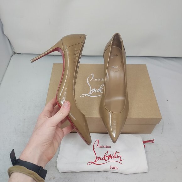 CHRISTIAN LOUBOUTIN Sporty Kate Patent Tan Pump Shoe - Picture 1 of 9